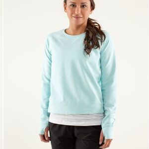 Lululemon French terry Voyage Pullover in Aquamarine 4 studio cover up layering